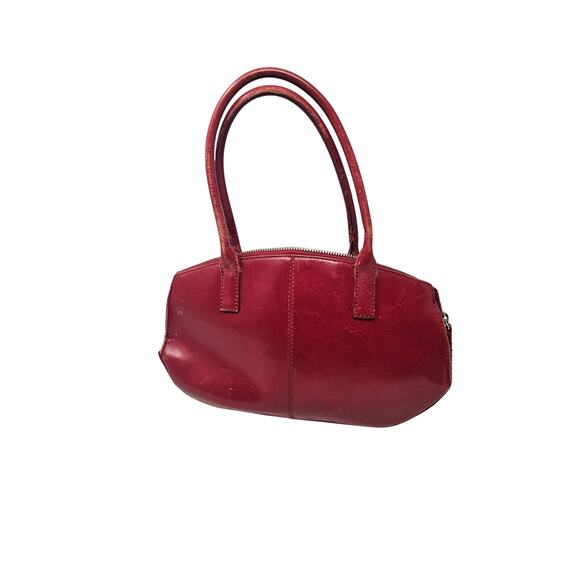 Vintage Y2K Preston York Dark Cherry Red Leather Bag Minimalist Mini Purse - Picture 5 of 7